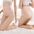 Дышащее хлопковое нижнее белье, женские модные трусики с цветочным принтом, Утягивающие трусики с высокой талией, женские удобные трусики большого размера