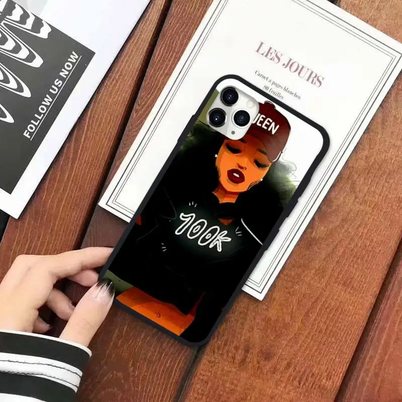 

Black Girl Queen Melanin Poppin Phone Case for iPhone 11 12 pro XS MAX 8 7 6 6S Plus X 5S SE 2020 XR