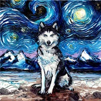 animal dog diy embroidery cross stitch 11ct kits needlework set cotton thread printed canvas home decoration for living room