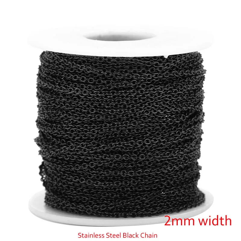 2MM Width wholesale Women Men black tone Solid Stainless Steel Strong O Rolo chains for bracelet necklace DIY Jewelry making | Украшения и