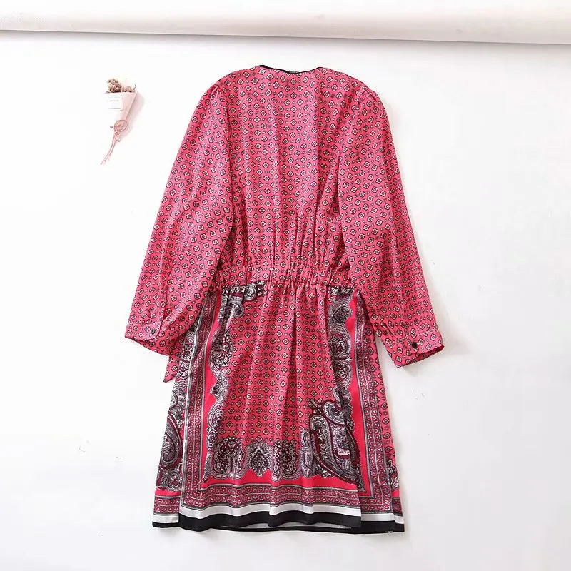 Новинка 2019 женское винтажное платье с цветочным принтом повседневное кимоно