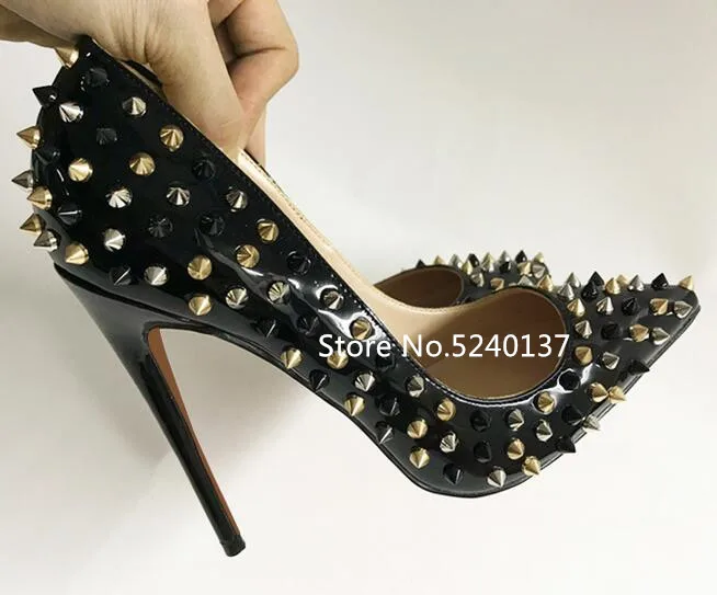 Женские туфли лодочки с заклепками и шипами Разноцветные модные дизайнерские