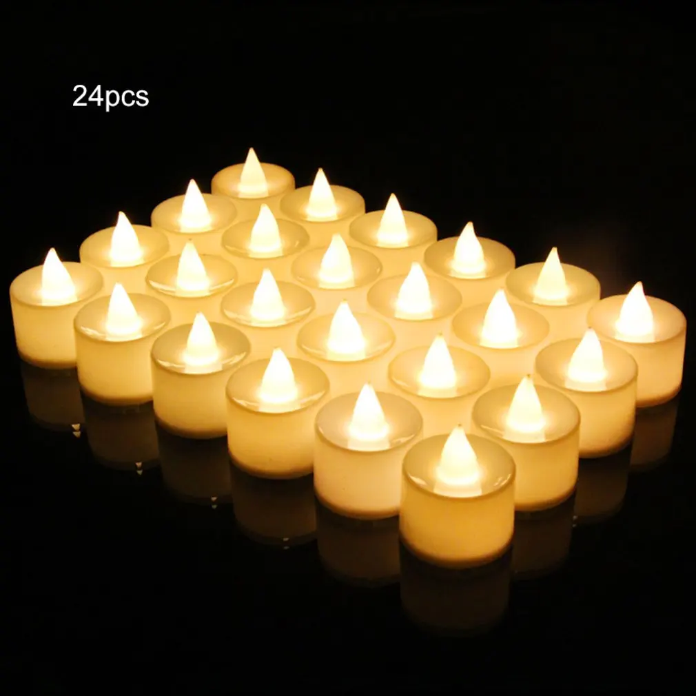 24Pcs Reusable Battery Powered LED Flameless Candle Light Romantic Colorful Wedding Birthday Party Courtship Light Lamp