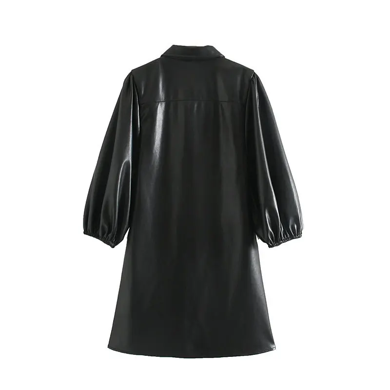 Зимние платья женское модное платье из искусственной кожи женские элегантные