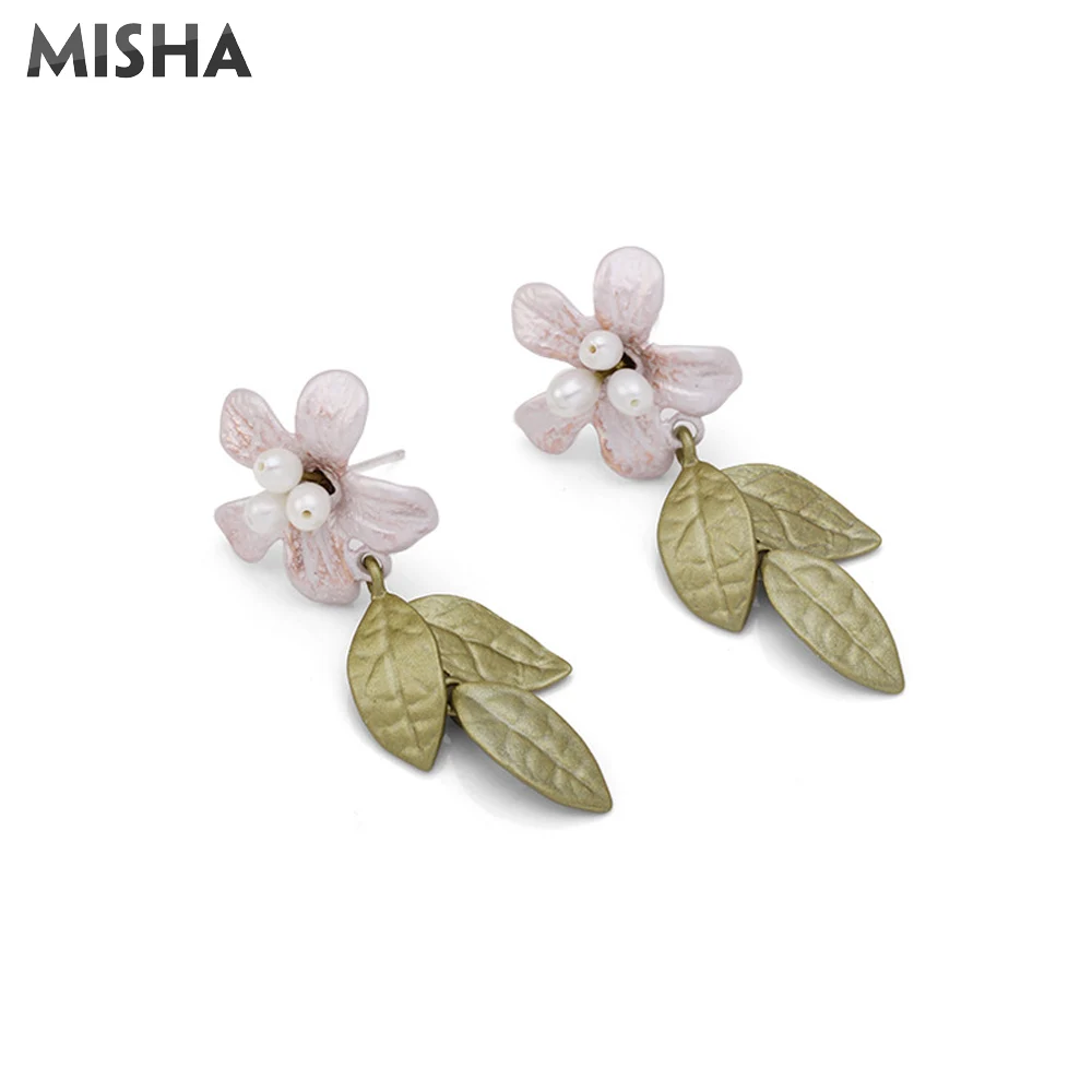 Женские серьги гвоздики с эмалью и глазурью MISHA модные ручной работы натуральным