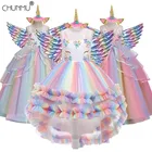 Детское праздвечерние чное платье для девочек, с единорогом