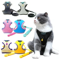 cat harness vest adjustable soft breathable kitty harness summer nylon mesh harness leash set puppy dogs chest strap accessories
