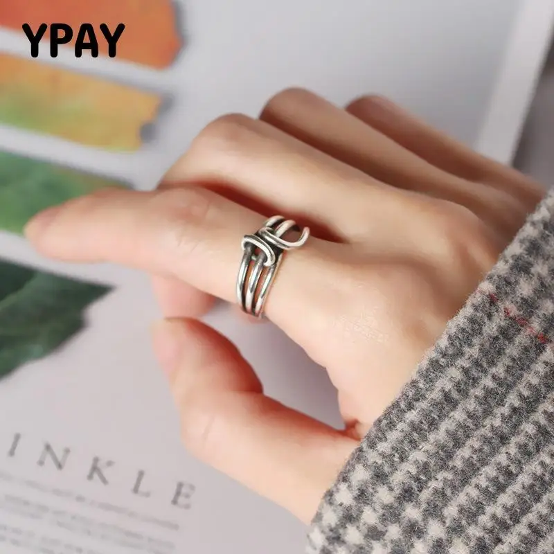 Женские витые кольца YPAY винтажные однотонные трехслойные открытые с витой