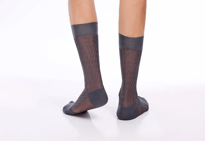 Носки мужские длинные прозрачные мягкие нейлоновые акриловые сетчатые тонкие