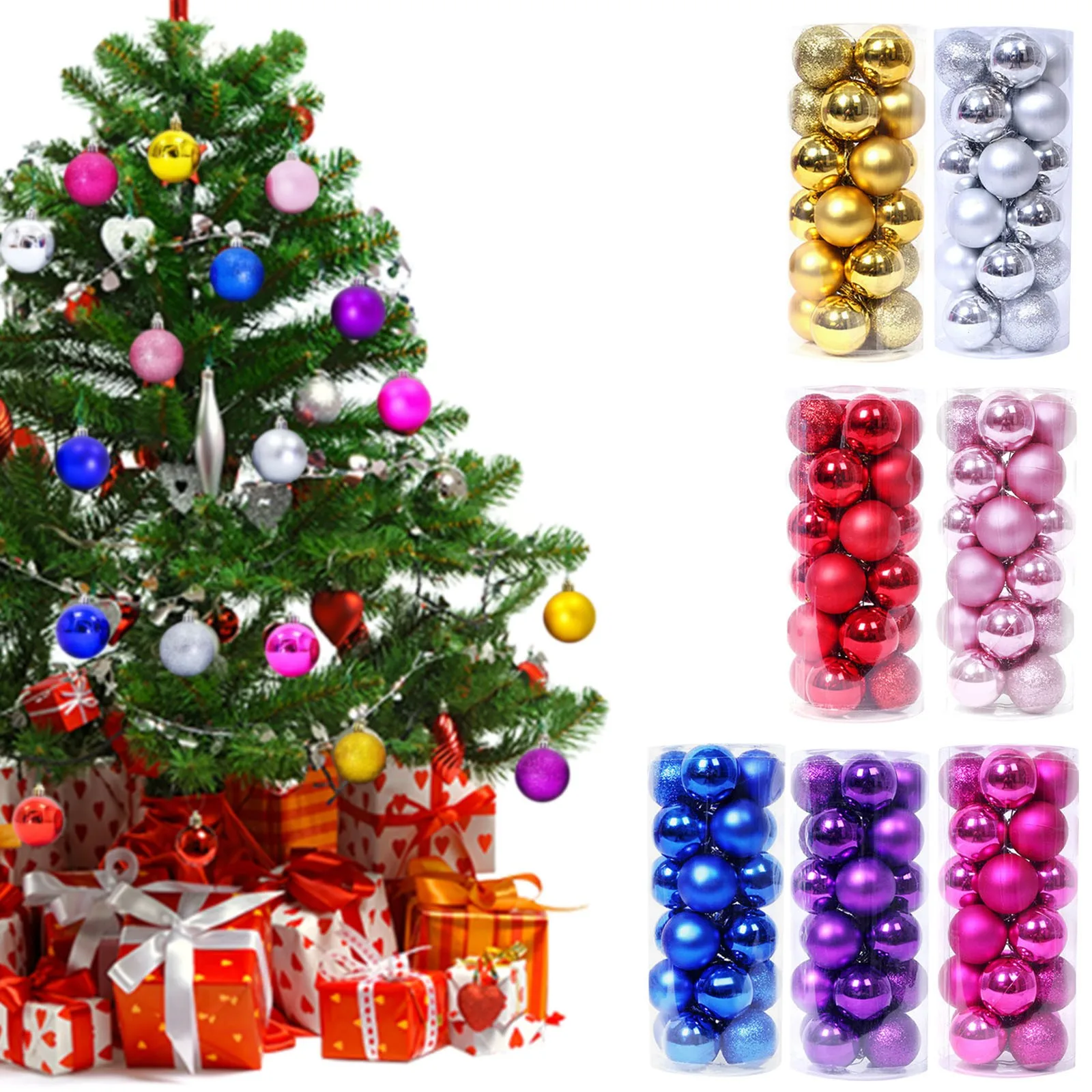 

24 шт., подвески для новогодней ёлки, 4 см