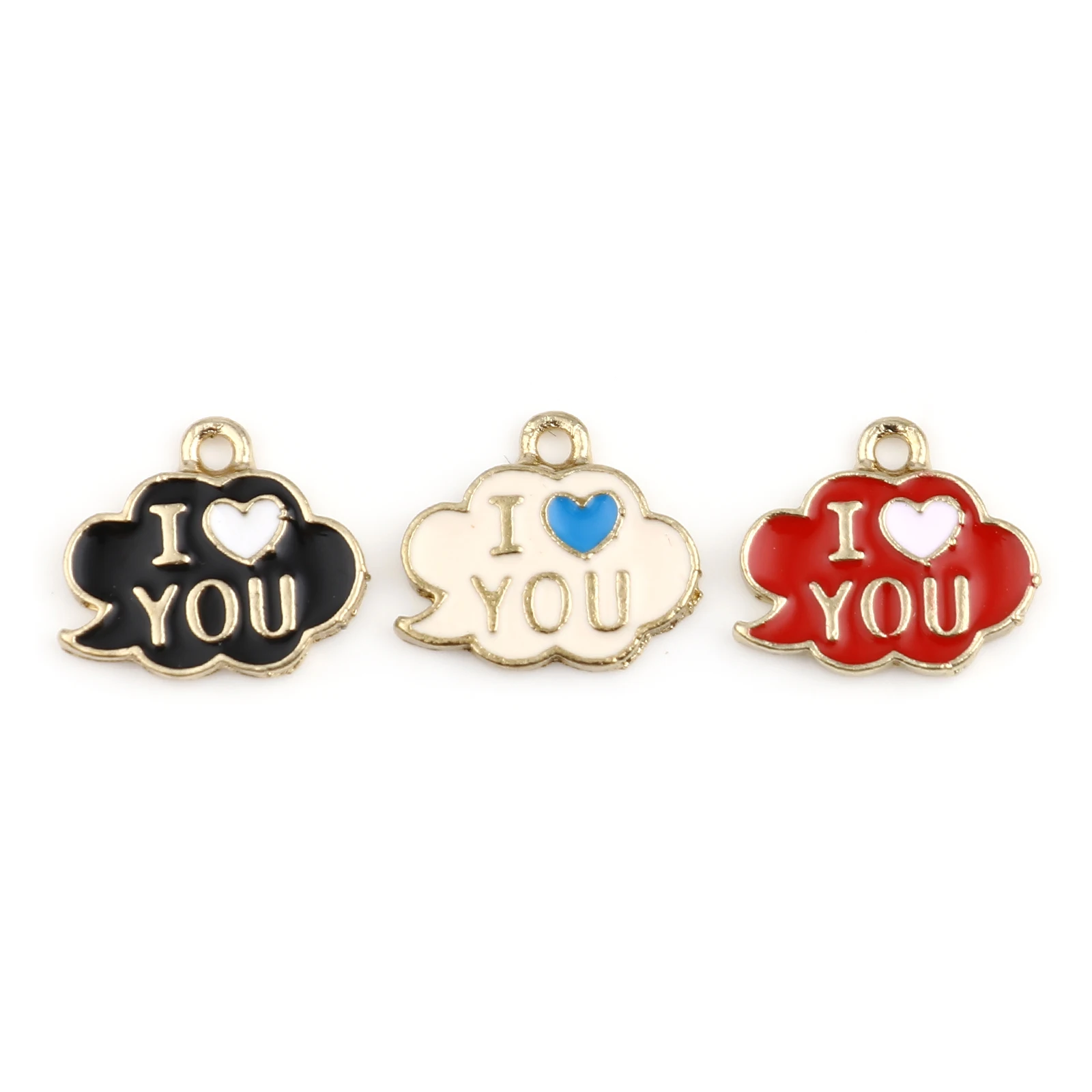 

10 PCs Classic Weather Collection Charms Gold Plated Cloud Heart Message " I Love you " Enamel Charm Pendants For Necklace DIY