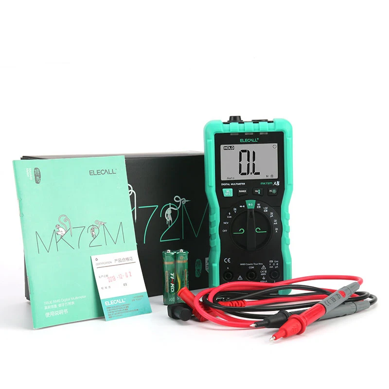 

ELECALL MK72M mini digital multimeter test meter true RMS multi-function resistance capacitor tester multimetro cable probes