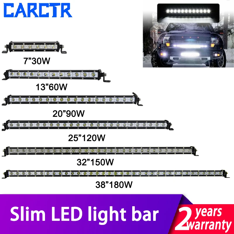 

Super Bright LED Light Bar Single Row 7" 13" 20" 25" 32" Spot Combo 30W 60W 90W 120W 150W for SUV 4X4 ATV Off Road Work Light