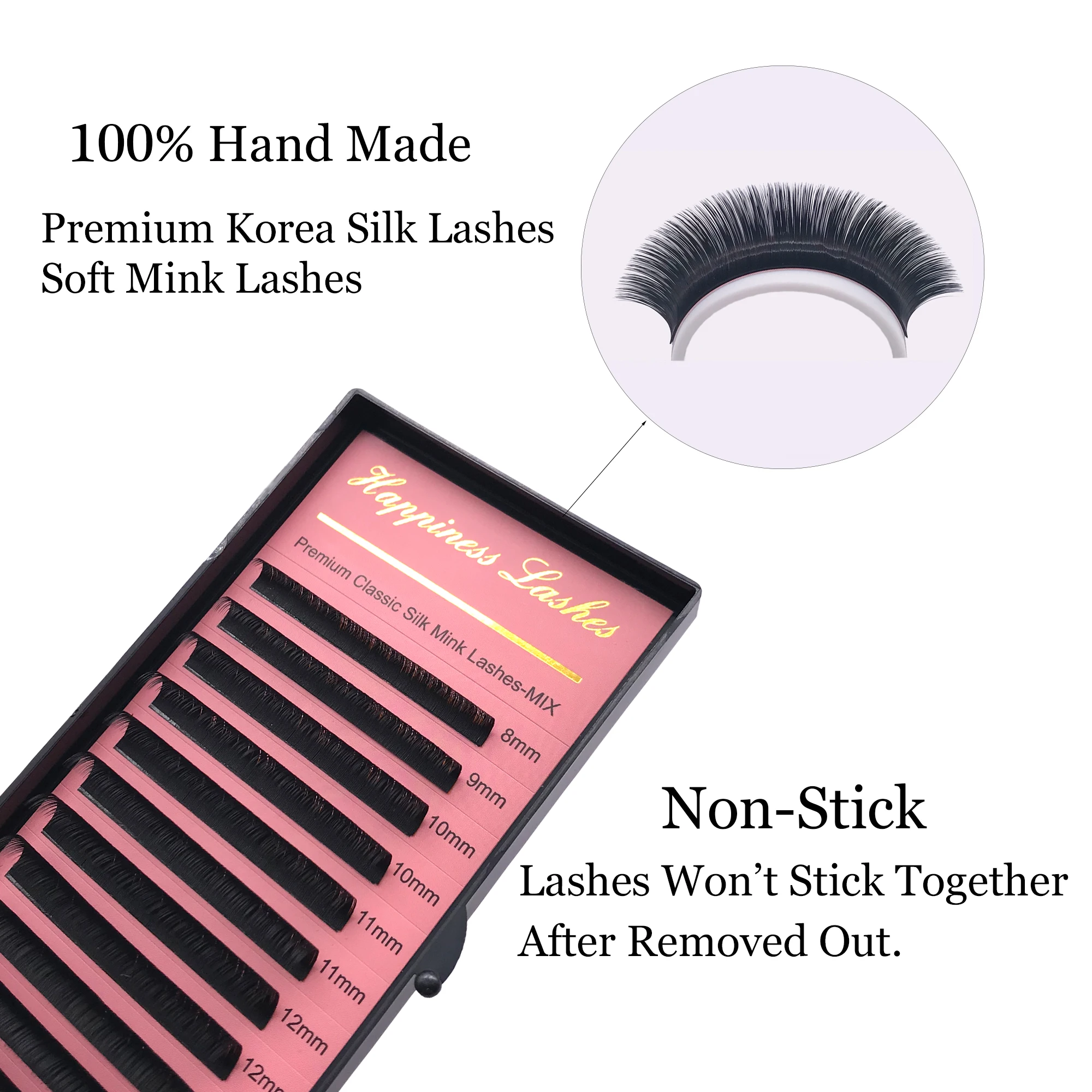 Eyelash Extension All Size Individual Natural Long Classic Mink 12 Lines/rows C/D/D+Curl Soft Silk Eye Lashes For Salon | Красота и