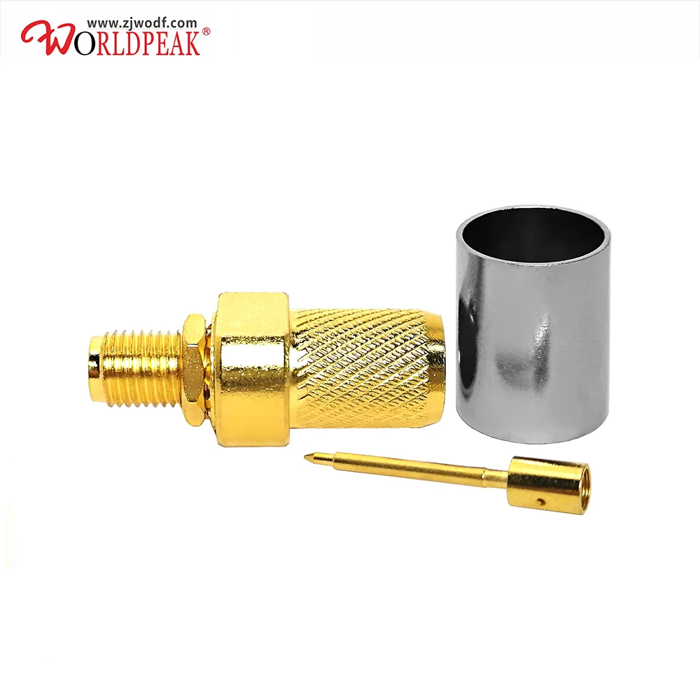 Позолоченный прямой обжимной коаксиальный разъем RP sma для кабеля RG11 10 шт. - купить