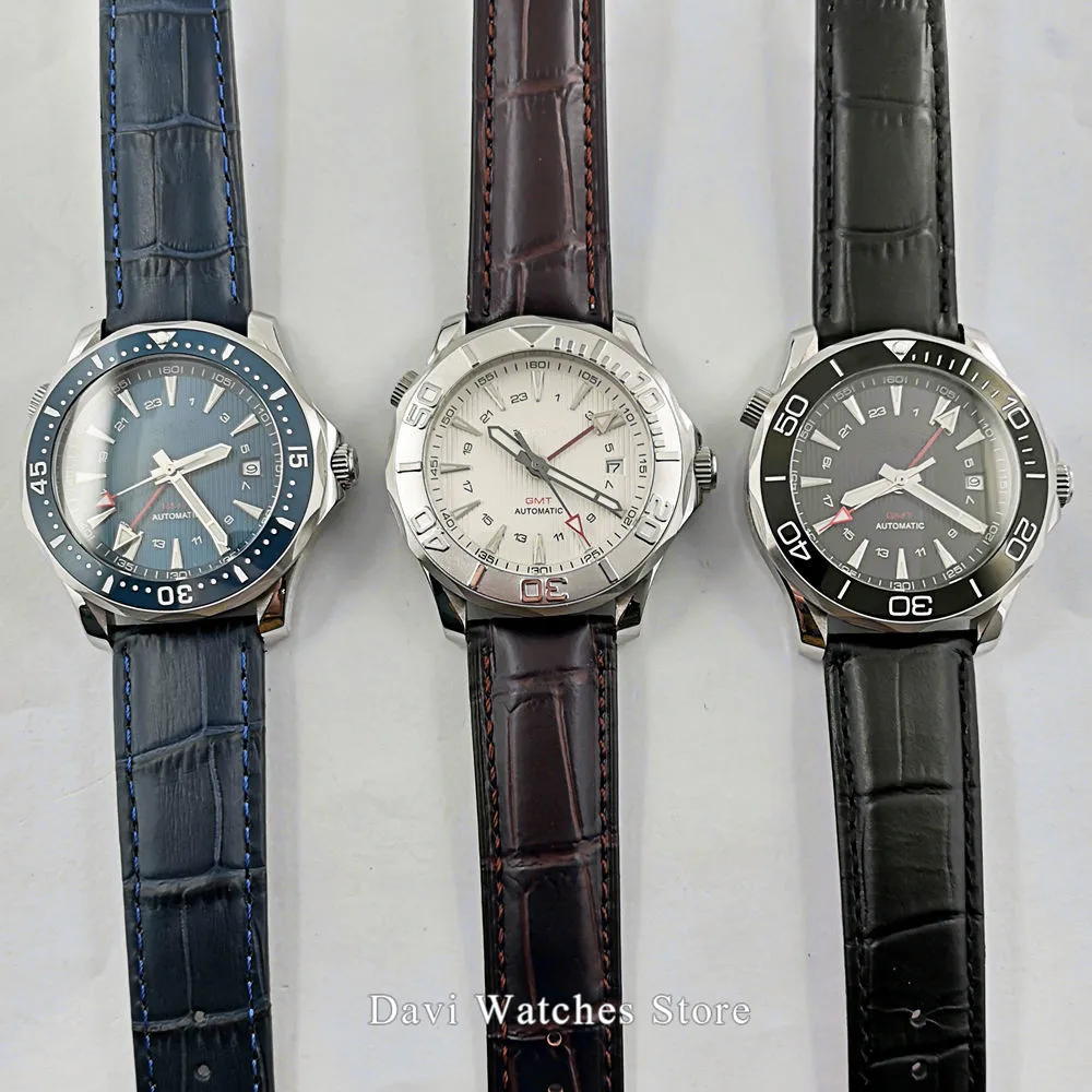 Новинка 41 мм Bliger/стерильный белый/черный/синий циферблат светящаяся функция GMT