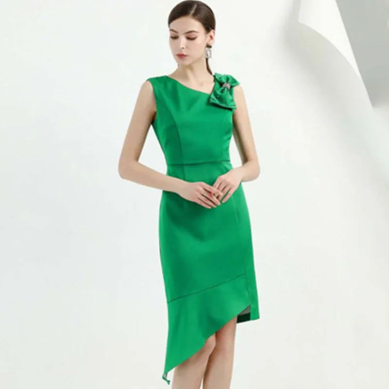 

Женское винтажное вечернее платье, элегантное асимметричное платье с бисером и бантом, лето 2020