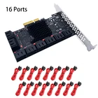 PCIE SATA карта 16 портов 6 ГБ SATA 3,0 PCIe карта, PCIe на SATA контроллер расширения карты, X4 PCI Слоты поддержка 16 SATA 3,0 устройств