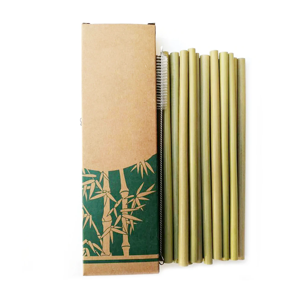 

Useful 10pcs/set Bamboo Drinking Straws Reusable Eco-Friendly Party Kitchen + Clean Brush for Drop Shipping wholesale