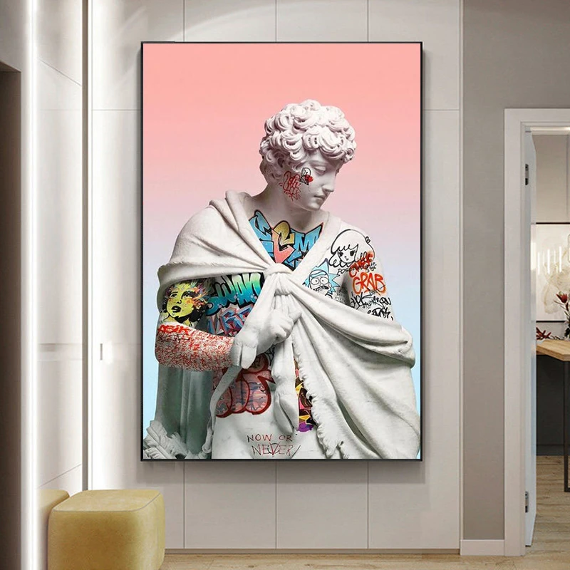 

Graffiti Street Art Vaporwave Sculpture of David Canvas Art Posters and Of David Canvas Paintings on The Wall Picture Home Decor