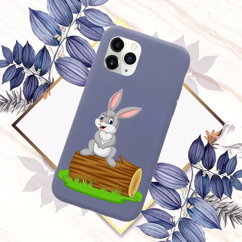 

Cute cartoon Rabbit pink heart Phone Case Purple Candy Color for iPhone 11 12 mini pro XS MAX 8 7 6 6S Plus X SE 2020 XR