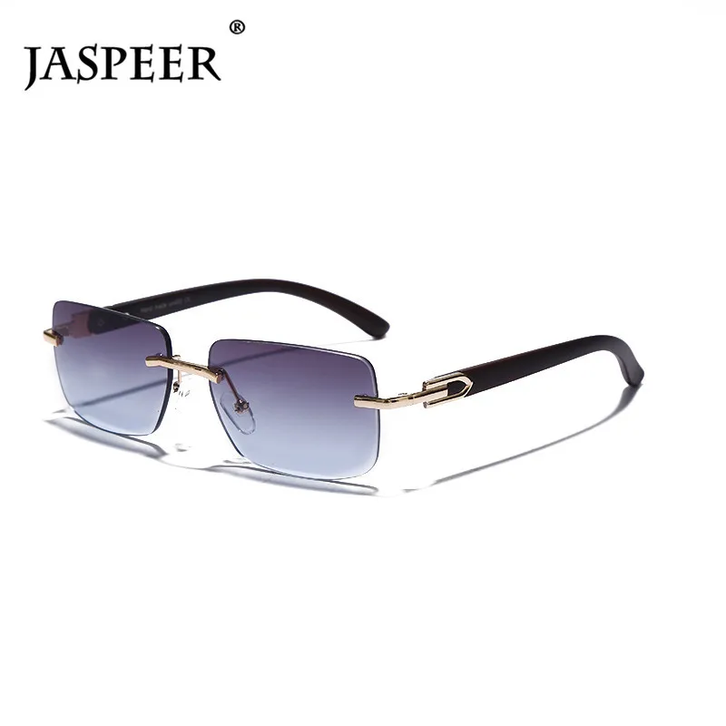 

JASPEER Punk Rimless Rectangle Sunglasses Men Women Vintage Shades UV400 Driving Sun Glass Frameless Gradient Fashion Eyewear