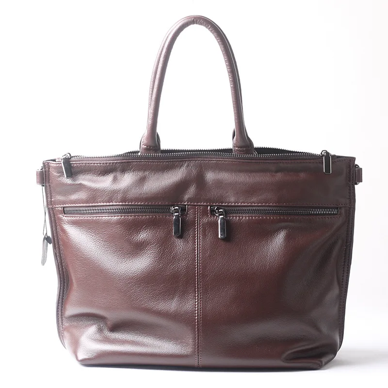 

fashion design Textured leather handbags First layer cowhide Business briefcase Large capacity messenger bag Shoulder handbag