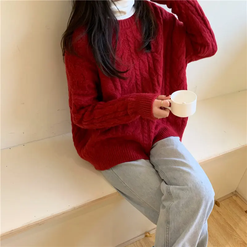 Alien Kitty Retro Fresh Loose Knitted Candy Color Casual 2020 Hot Thicken Autumn Vintage Solid Free Jumper Sweaters 3 Colors | Женская