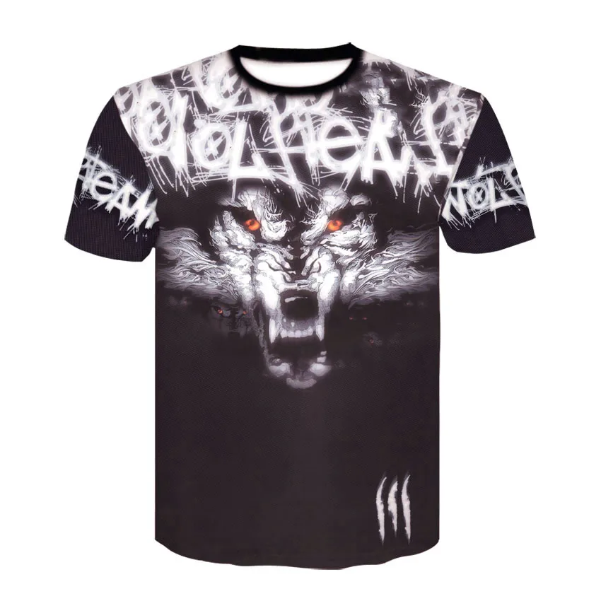 

Повседневная Уличная футболка с 3D принтом головы волка Модная и удобная уличная футболка с коротким рукавом в стиле хип-хоп