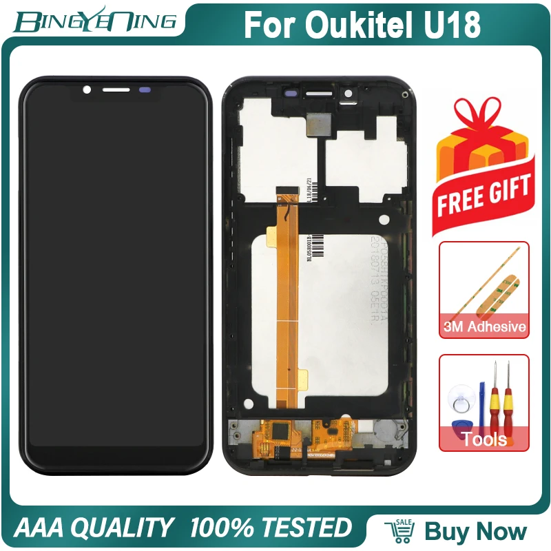 BingYeNing для Oukitel U18 ЖК дисплей и сенсорный экран дигитайзер с рамкой дисплея