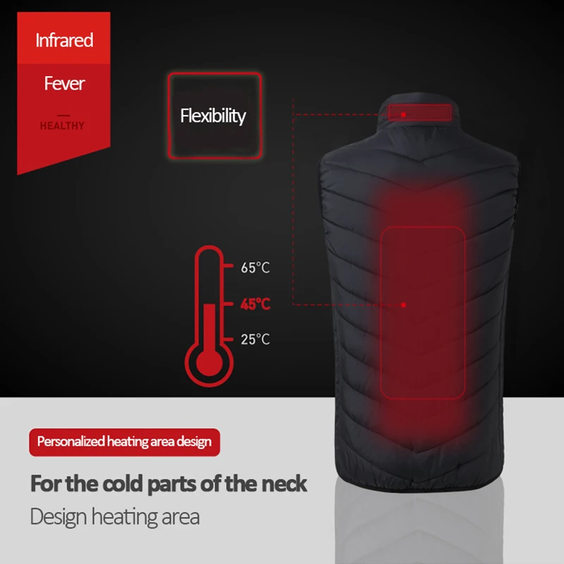 PARATAGO для мужчин и женщин зимний теплый жилет большой размер L-6XL USB инфракрасный с