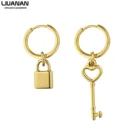 Женские серьги из нержавеющей стали с замком, золотистые серьги в стиле ретро, роскошные аксессуары, 2021