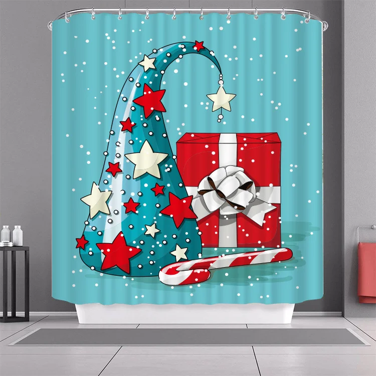 

Рождественская занавеска для душа с 3D рисунком снеговика звезд комплект водонепроницаемых занавесок с крючками для ванной комнаты занавес...