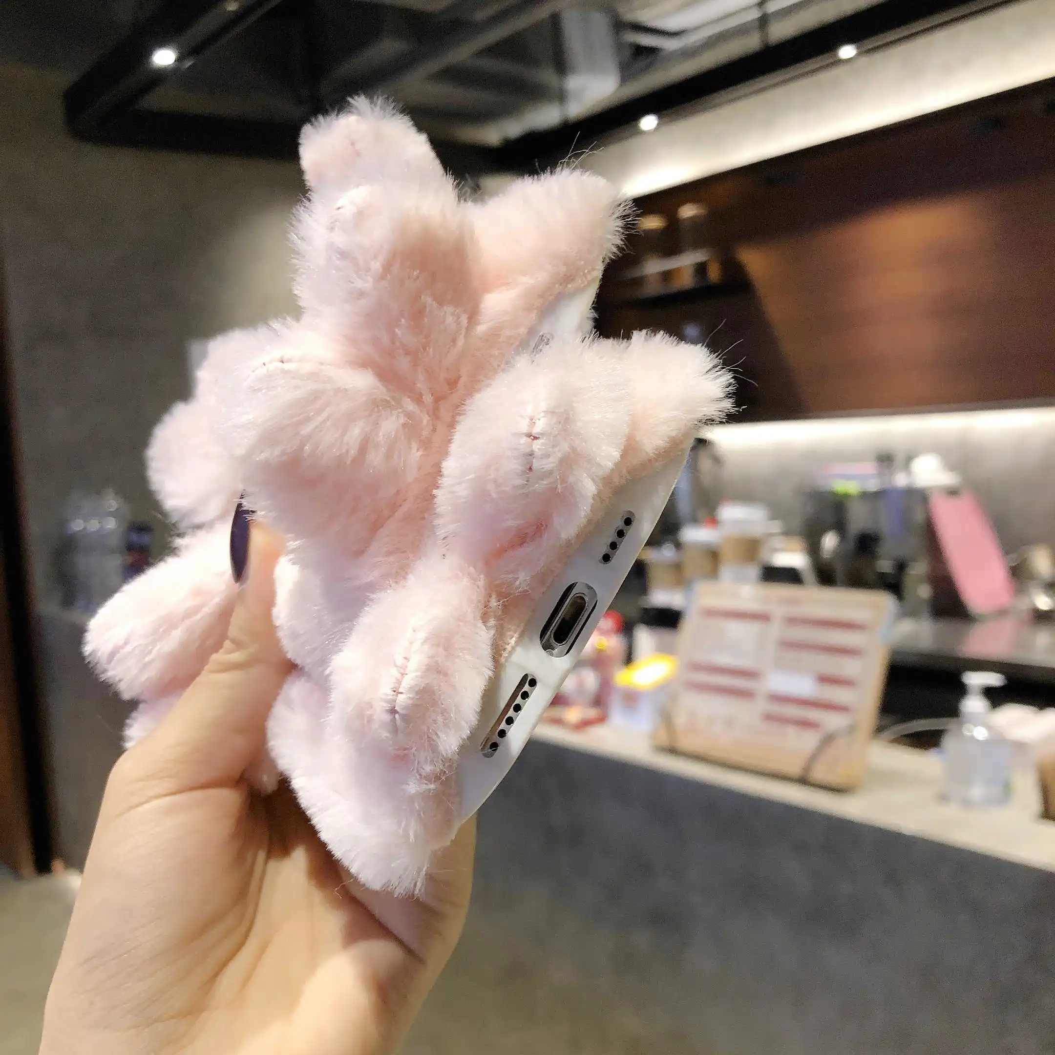 

Cute Pink Rabbit Soft Plush Case For iphone 12 mini 11 Pro Max Cover For iPhone 7 8 plus X XR XS Max Fluffy Back Cover
