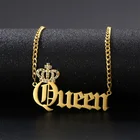 Цепочка кубинская 5 мм из нержавеющей стали с именем на заказ, ожерелье с алмазной короной для мужчин и женщин, ювелирное изделие