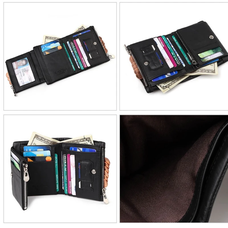 

Men Fold 3-Layers Leather Wallet RFID Card Holder Checkbook Organizer Coin Purse Fashion Carrier Holster Carrying Case