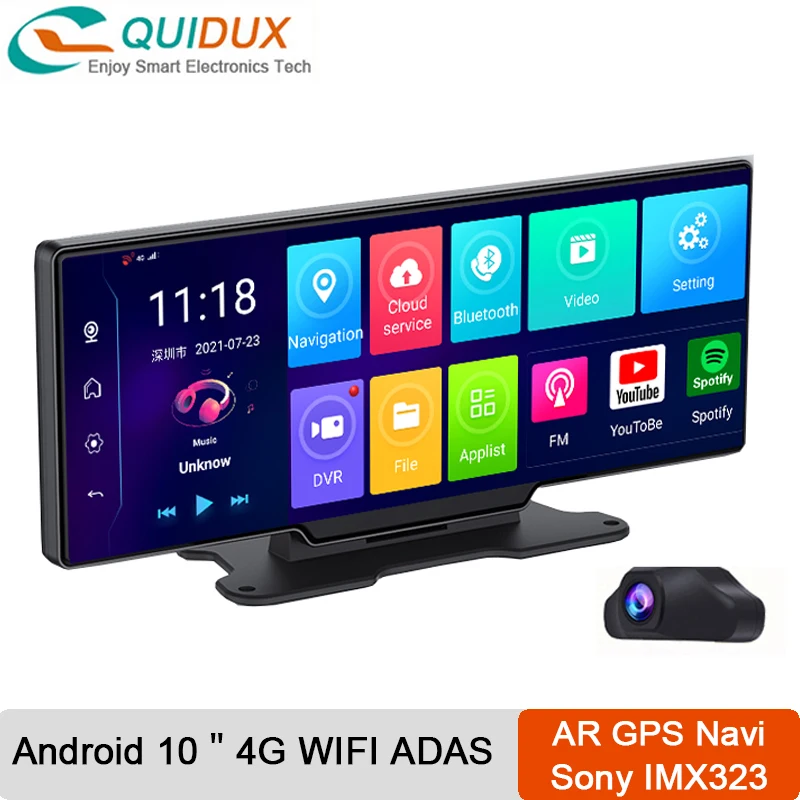 

AR GPS 10'' Dashboard Android 8.1 Rear View Camera Mirror Registrar Dvrs Video Recorder Parking Sensors for Cars ADAS 4G Wifi