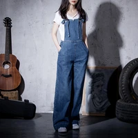 tiyihailey free shipping 2021 new denim blue long romper pants for women high quality jeans wide leg sleeveless jumpsuits s xl
