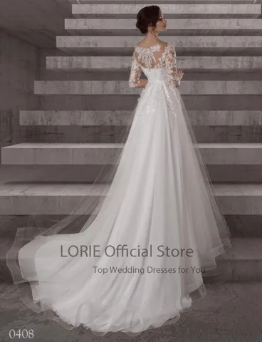 LORIE Elegant Wedding Dresses for Pregnant Women High Waist Tulle Half Sleeves O-Neck Maternity Bride Gown vestidos de novia