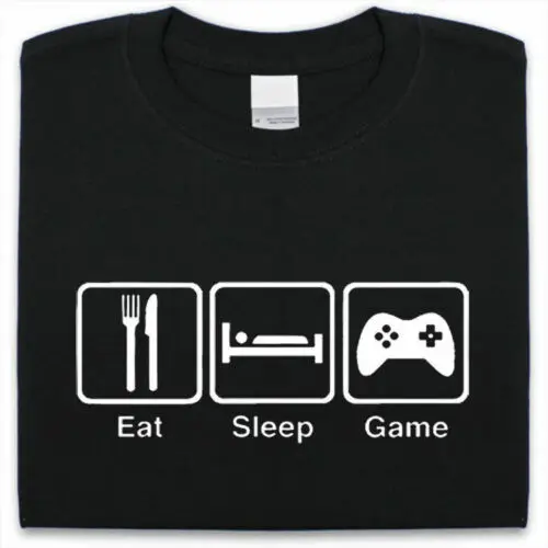 

Eat Sleep Game T-Shirt Mens Funny gift Present Gamer Short Casual men clothing