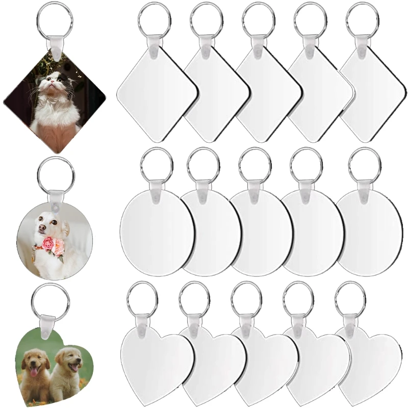 

30 Pcs Sublimation Keychain Blanks Heat Transfer Double-Side Keyrings Ornaments