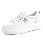 Кроссовки женские из натуральной кожи на платформе, спортивная обувь на плоской подошве, повседневные белые, теннисные кеды, 2022