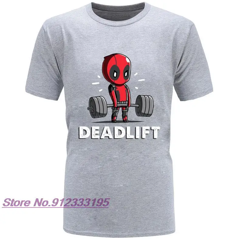 Amazing Deadpool Deadlift Weightlifting Funny Fitnesst Tshirt Deadpool Supe Hero Tee Shirt High Quality Men