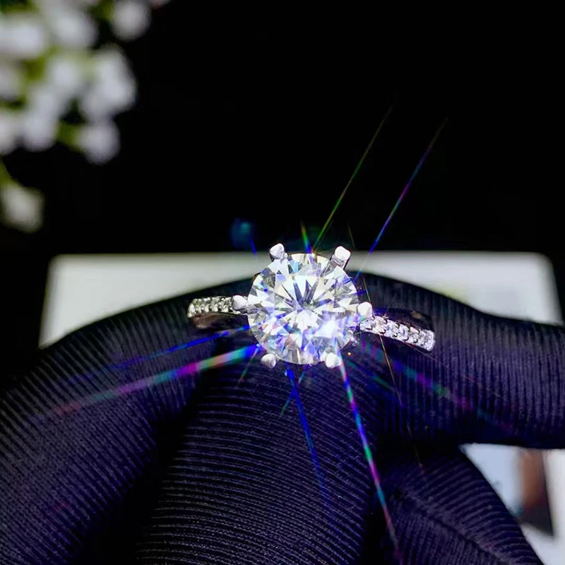 BOEYCJR 925 серебро 0.5ct/1ct/2ct/3ct F цвет Moissanite VVS обручальное свадебное кольцо с бриллиантом с национальным сертификатом для женщин