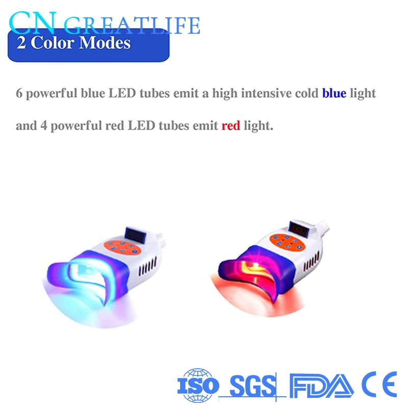 Мобильная лампа для отбеливания зубов красного и синего цвета светодиодная
