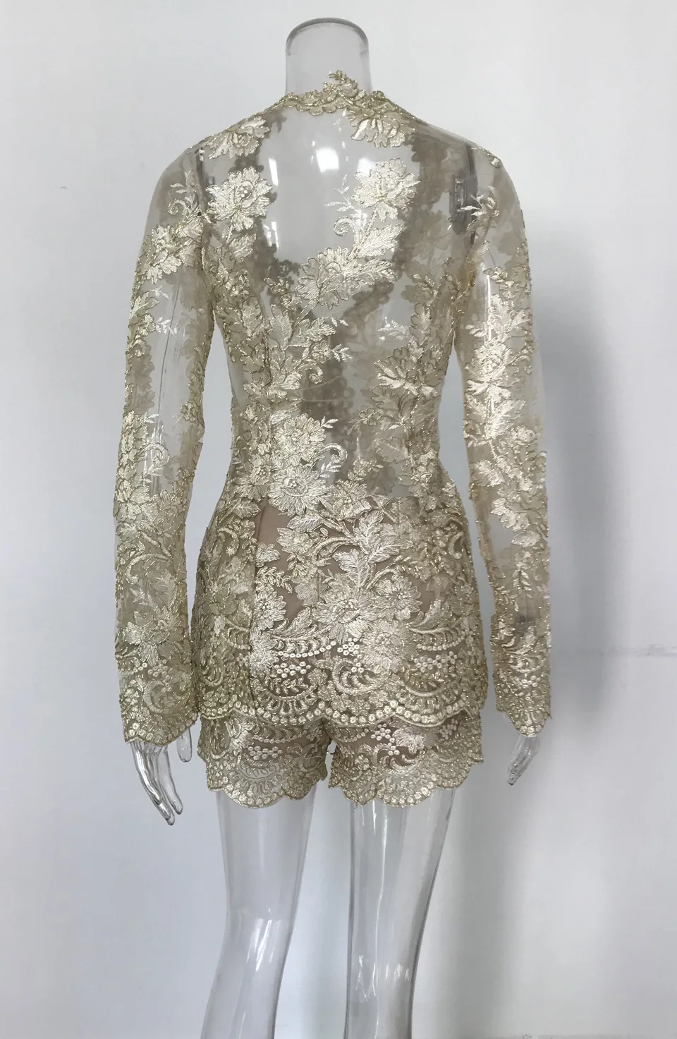 Новый женский комплект 2 шт. Элегантный Прозрачный сетчатый цветочный кружевной