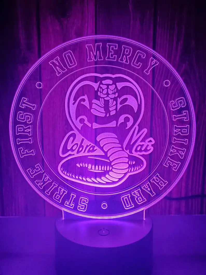 

Cobra Kai Circle Logo Big Cobra Fine Led Night Light For Bedroom Decor Nightlight Table 3d Lamp Gift