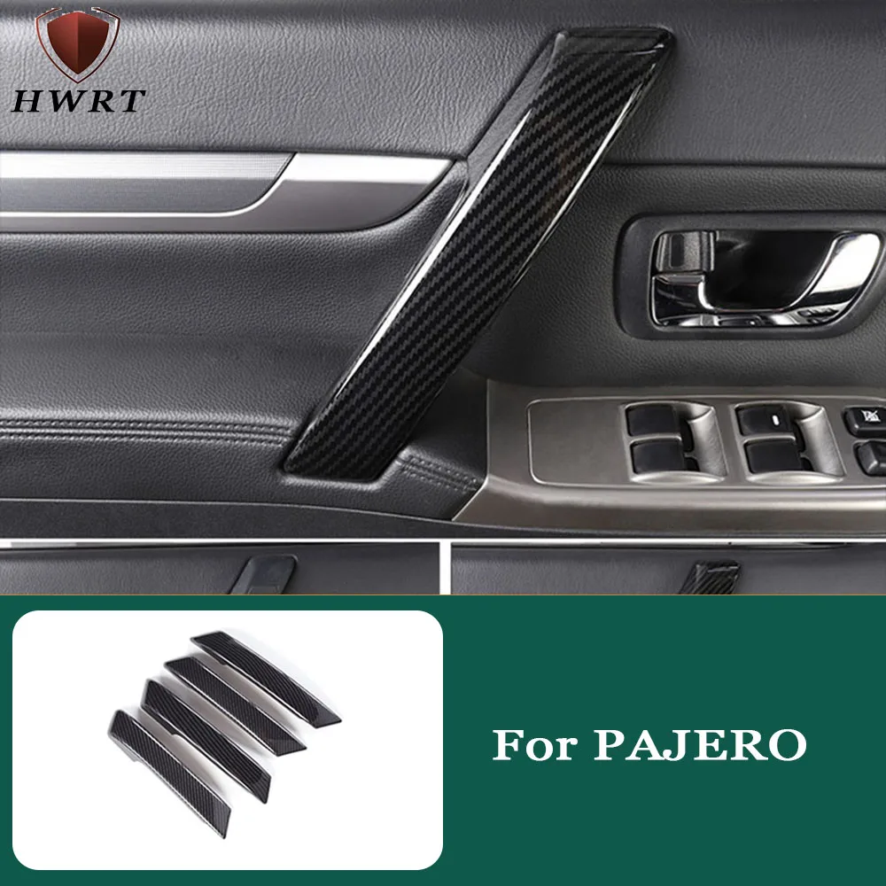 

4 pieces For Mitsubishi PAJERO 2007 -2019 Auto Parts Carbon Fiber Color Side Door Handle Cover