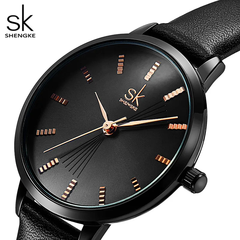 Shengke женские часы кофейная полоса бизнес стиль Relogio Feminino элегантные весы