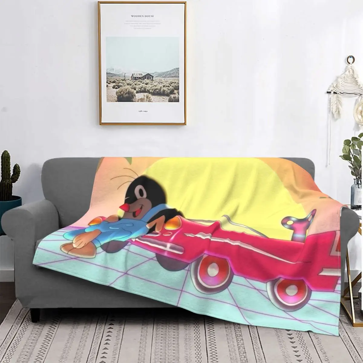 

Krtek-Manta educativa de franela para decoración del hogar, colcha portátil de animación para apoyarse en el coche, zdenk Miler